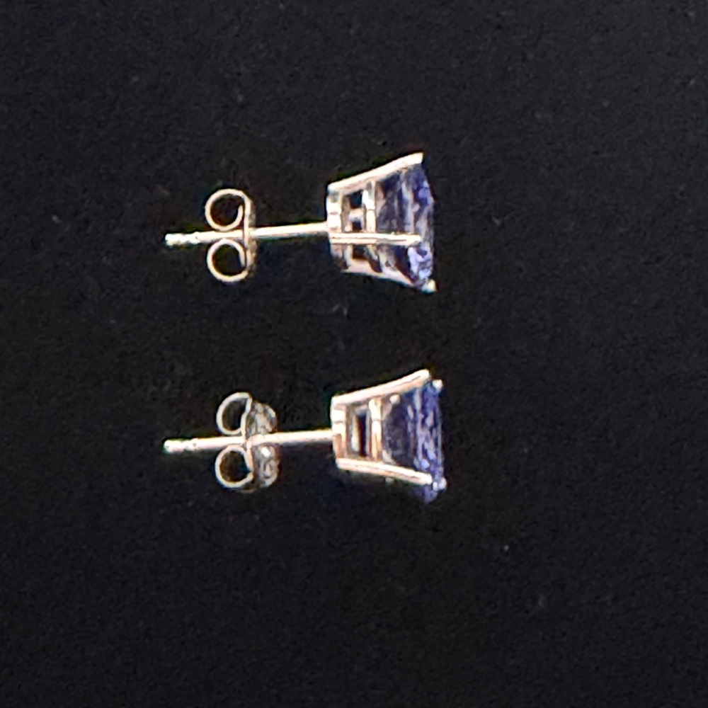 14K White Gold Amethyst Dainty Round Cut Solitaire Stud Earrings